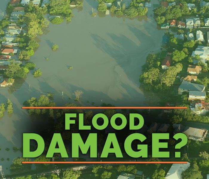 a background of a flood with the words flood damage