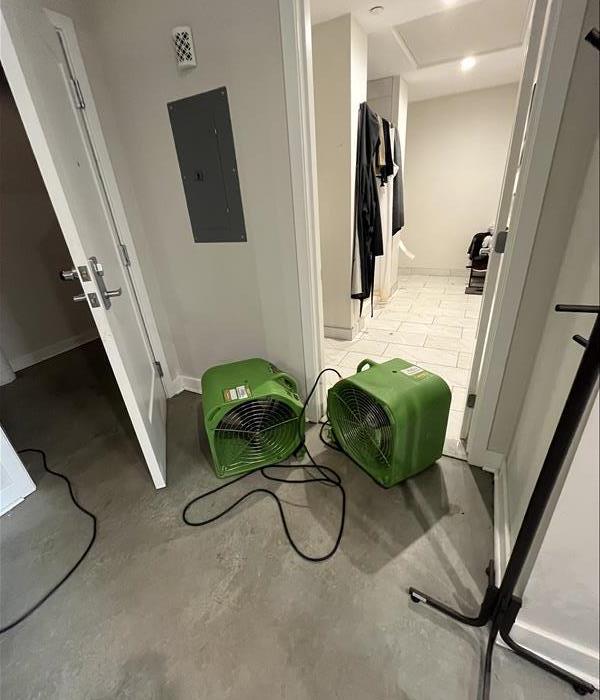 Drying equipment in a bathroom.